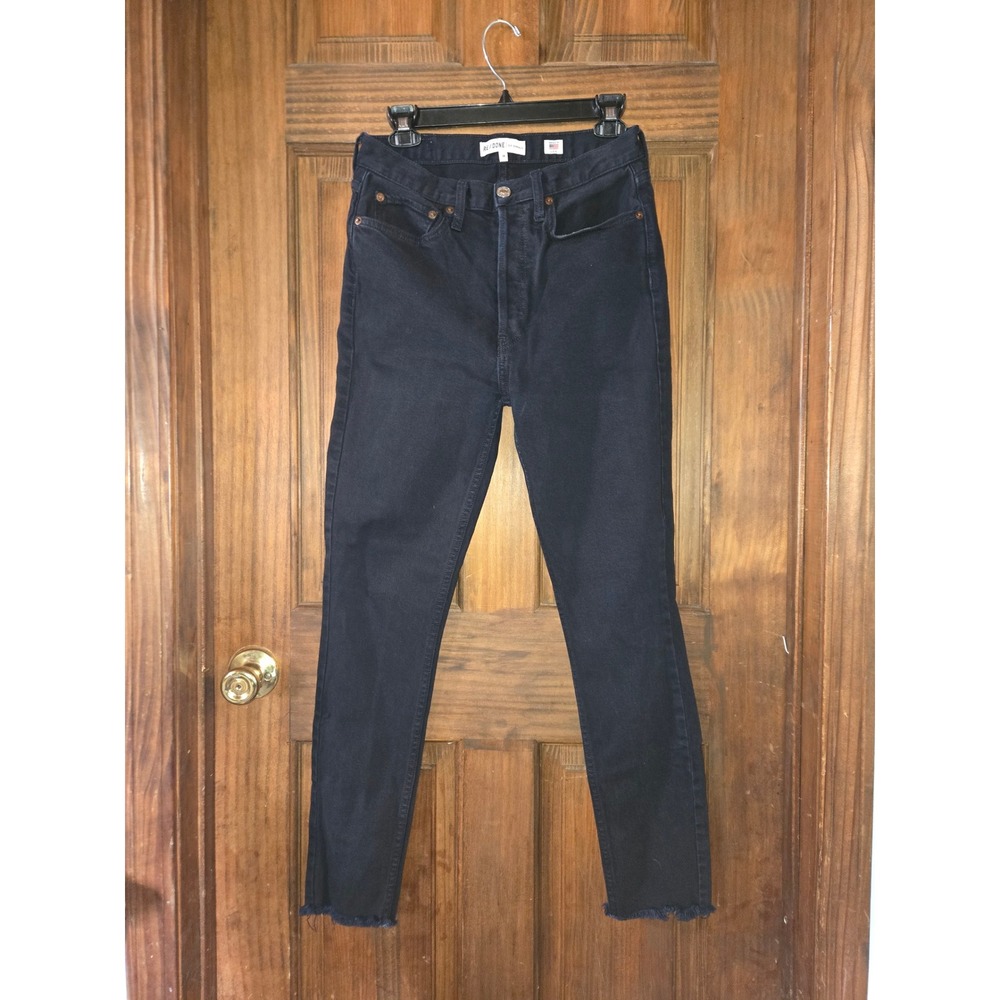 RE/DONE Originals‎ High Rise Ankle Crop Black Jeans Raw Hem 7213WHRAC 28